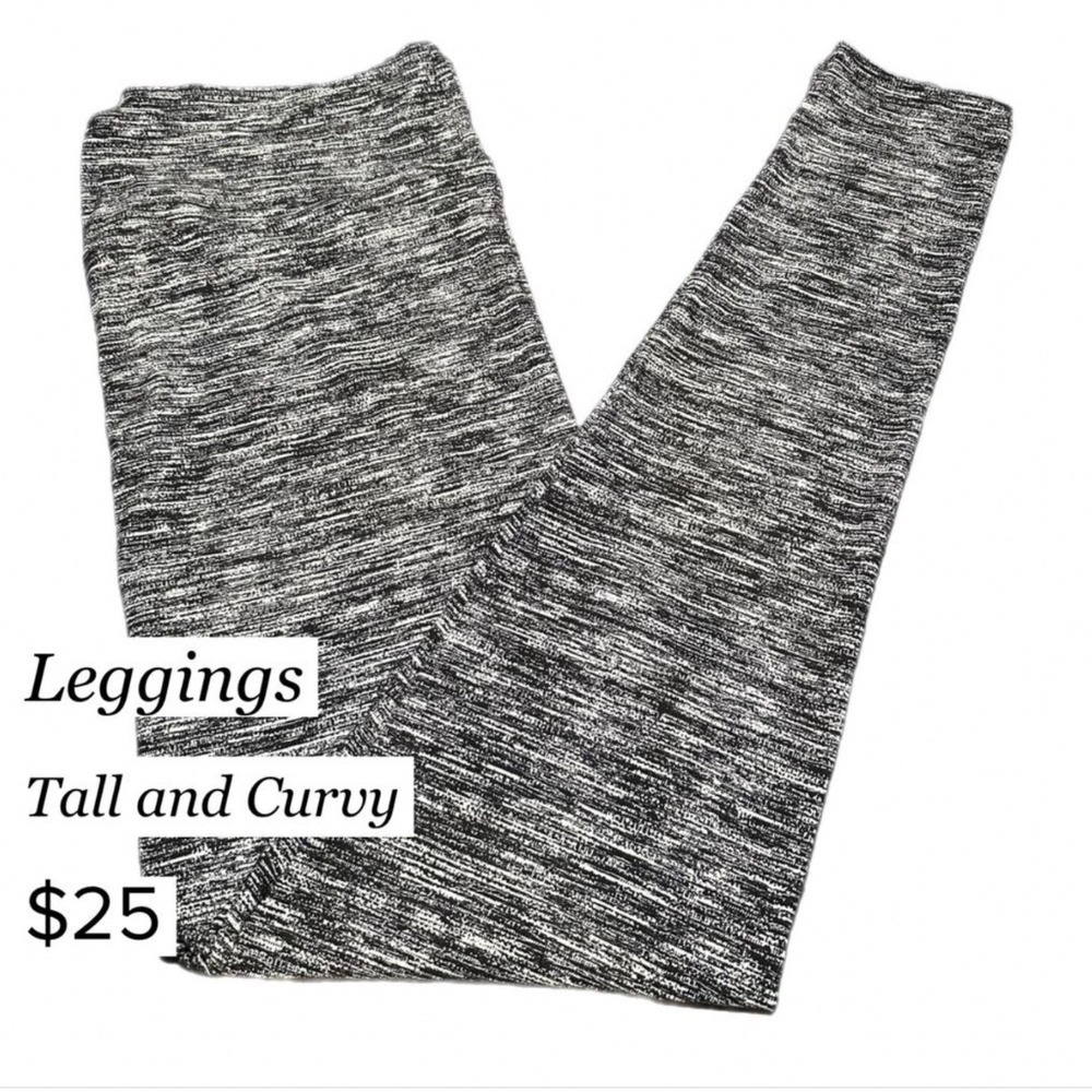 LuLaRoe Womens Leggings Size TC Black White Static Space Dye Tall & Curvy NWT